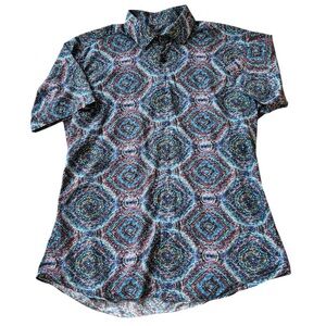 Jared Lang Blue and Red Casual Button Down Shirt